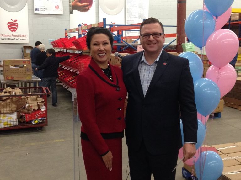 Jamila Taib Murray, Chairman, Sakto Corporation with Michael Maidment, Executive Director, Ottawa Food Bank