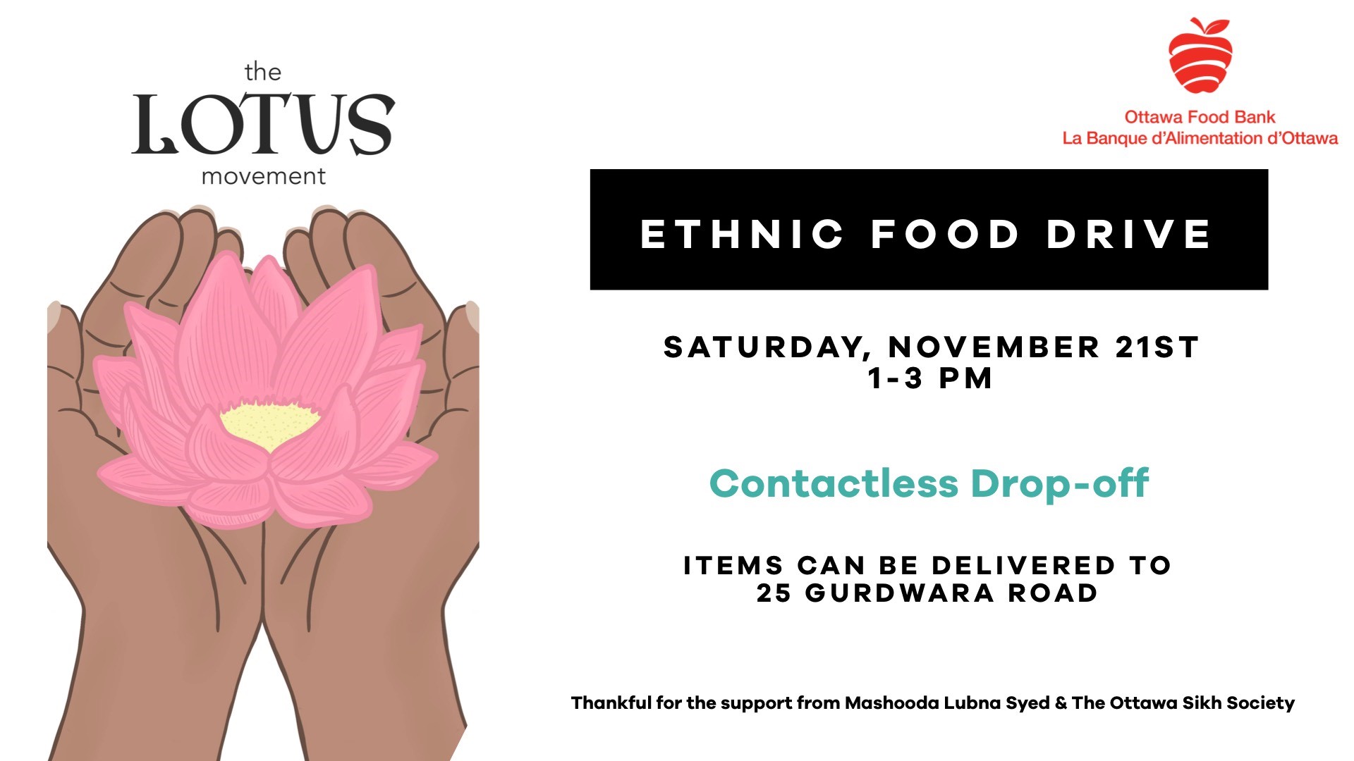 The Lotus Movement ethnic food drive